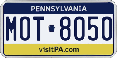 PA license plate MOT8050