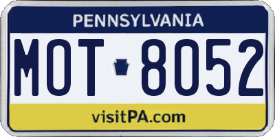 PA license plate MOT8052