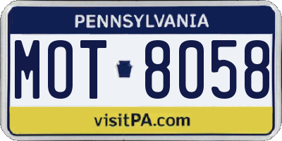 PA license plate MOT8058