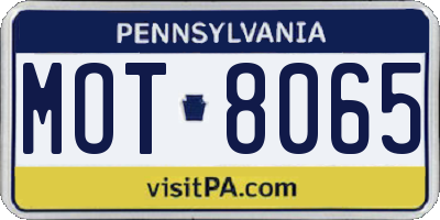 PA license plate MOT8065