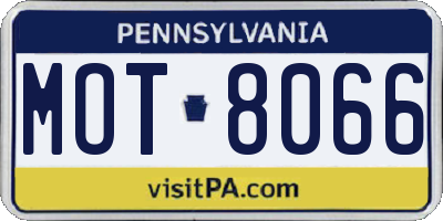 PA license plate MOT8066