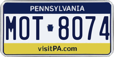 PA license plate MOT8074