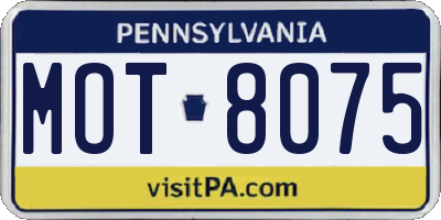 PA license plate MOT8075