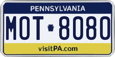 PA license plate MOT8080
