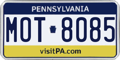 PA license plate MOT8085