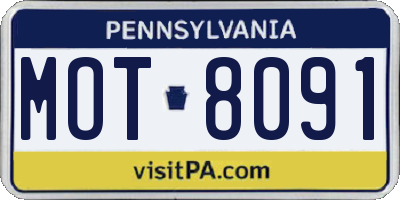 PA license plate MOT8091