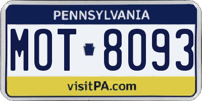 PA license plate MOT8093