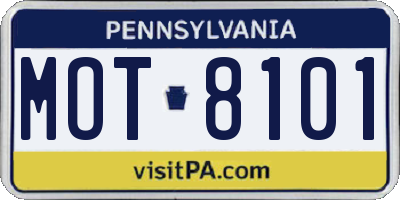 PA license plate MOT8101