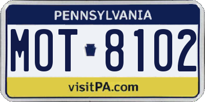 PA license plate MOT8102