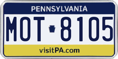 PA license plate MOT8105