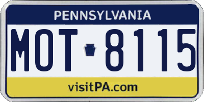 PA license plate MOT8115