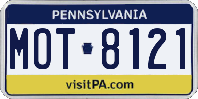 PA license plate MOT8121