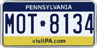 PA license plate MOT8134