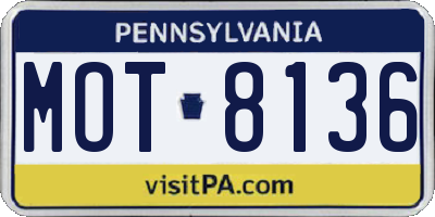 PA license plate MOT8136