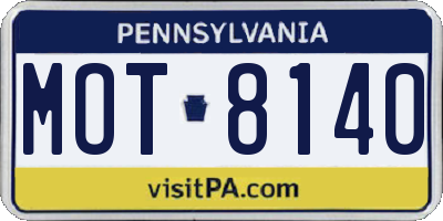 PA license plate MOT8140