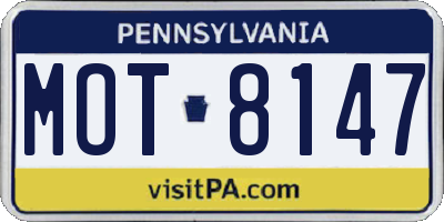 PA license plate MOT8147