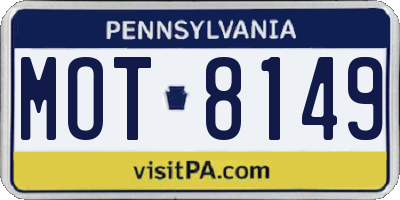 PA license plate MOT8149