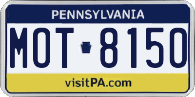 PA license plate MOT8150