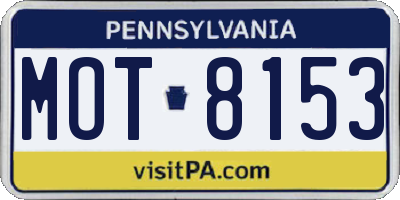 PA license plate MOT8153