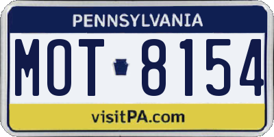 PA license plate MOT8154