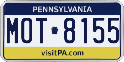 PA license plate MOT8155