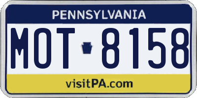 PA license plate MOT8158