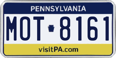 PA license plate MOT8161