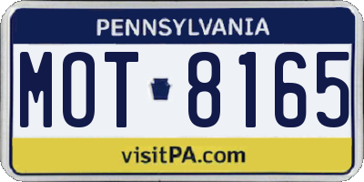 PA license plate MOT8165