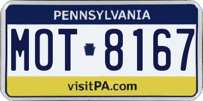 PA license plate MOT8167