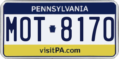 PA license plate MOT8170
