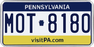 PA license plate MOT8180