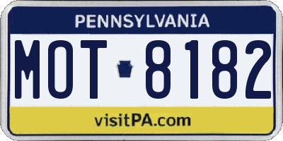 PA license plate MOT8182