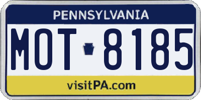 PA license plate MOT8185