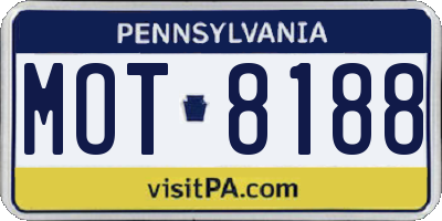 PA license plate MOT8188