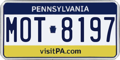 PA license plate MOT8197