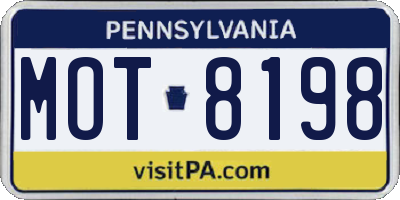PA license plate MOT8198
