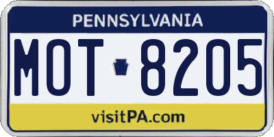 PA license plate MOT8205