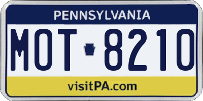 PA license plate MOT8210