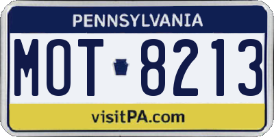 PA license plate MOT8213