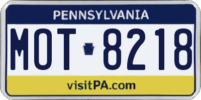 PA license plate MOT8218