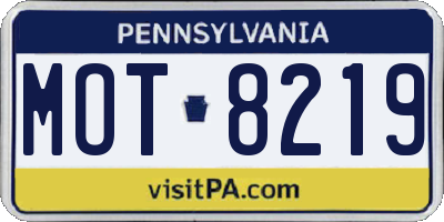 PA license plate MOT8219