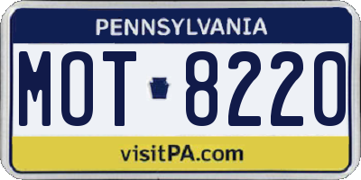 PA license plate MOT8220