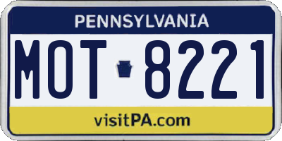 PA license plate MOT8221