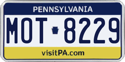 PA license plate MOT8229