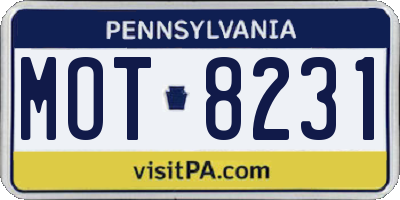 PA license plate MOT8231