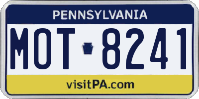 PA license plate MOT8241
