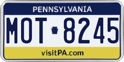 PA license plate MOT8245