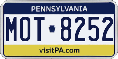 PA license plate MOT8252