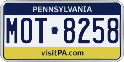 PA license plate MOT8258