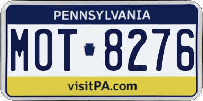 PA license plate MOT8276